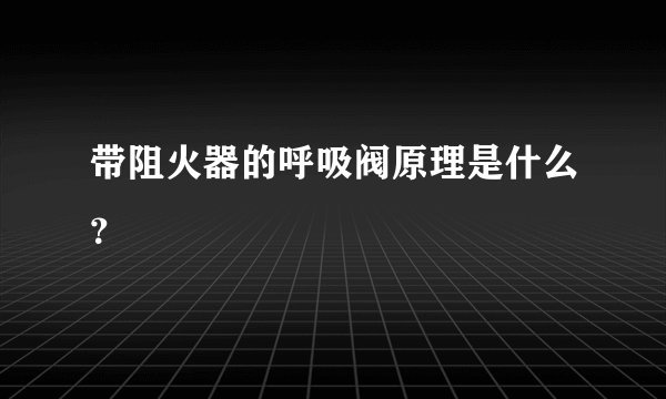 带阻火器的呼吸阀原理是什么？