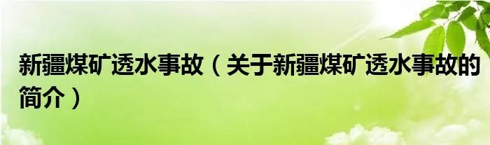 新疆煤矿透水事故（关于新疆煤矿透水事故的简介）