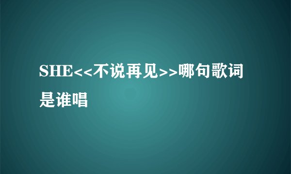 SHE<<不说再见>>哪句歌词是谁唱
