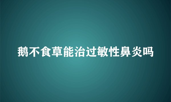 鹅不食草能治过敏性鼻炎吗