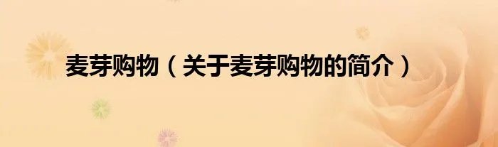 麦芽购物（关于麦芽购物的简介）
