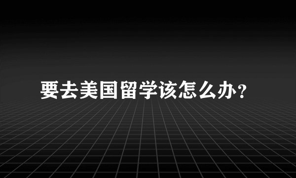 要去美国留学该怎么办？