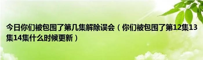 今日你们被包围了第几集解除误会（你们被包围了第12集13集14集什么时候更新）