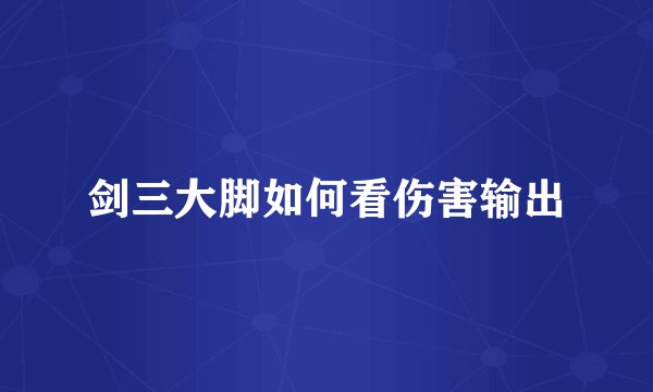 剑三大脚如何看伤害输出