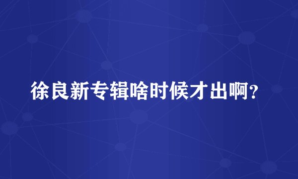 徐良新专辑啥时候才出啊？
