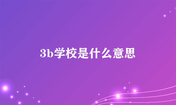 3b学校是什么意思