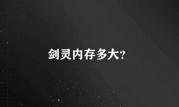 剑灵内存多大?