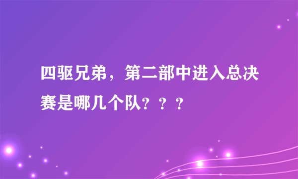 四驱兄弟,第二部中进入总决赛是哪几个队???
