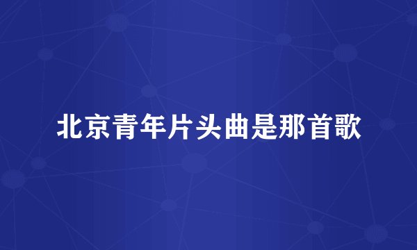 北京青年片头曲是那首歌