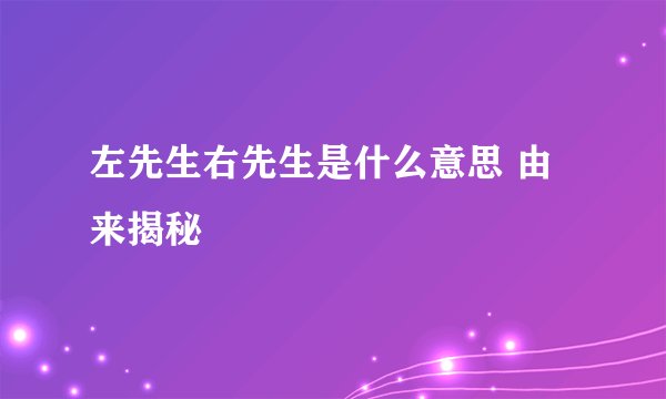 左先生右先生是什么意思 由来揭秘