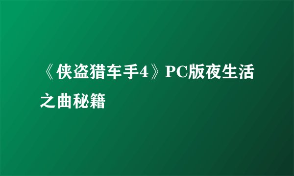 《侠盗猎车手4》PC版夜生活之曲秘籍