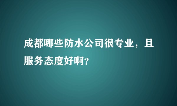 成都哪些防水公司很专业，且服务态度好啊？