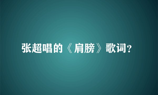张超唱的《肩膀》歌词？