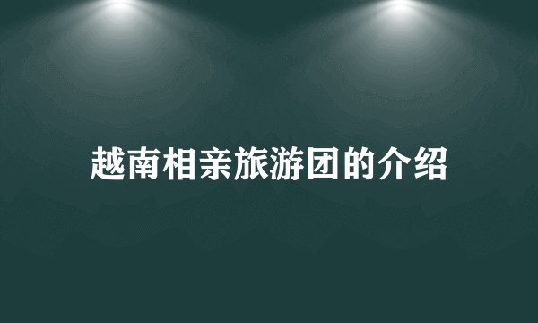 越南相亲旅游团的介绍