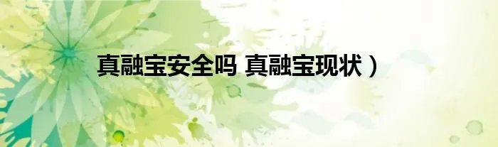 真融宝安全吗 真融宝现状）