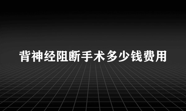 背神经阻断手术多少钱费用