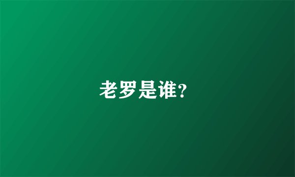 老罗是谁？