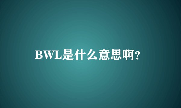 BWL是什么意思啊?