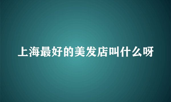 上海最好的美发店叫什么呀
