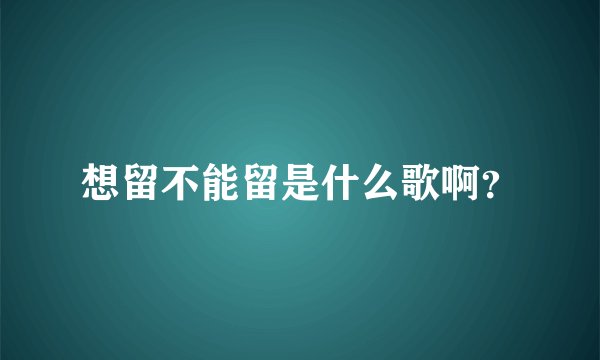 想留不能留是什么歌啊？