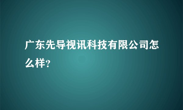 广东先导视讯科技有限公司怎么样？