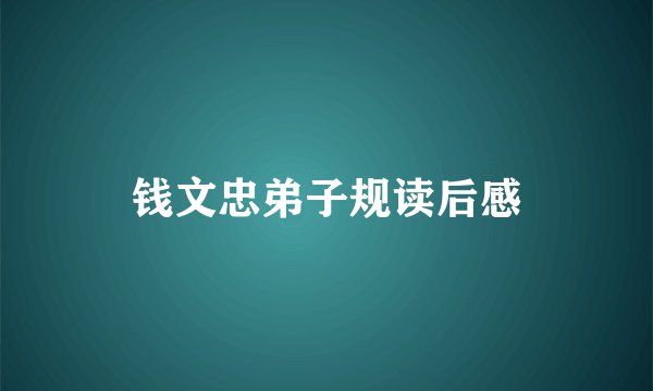 钱文忠弟子规读后感