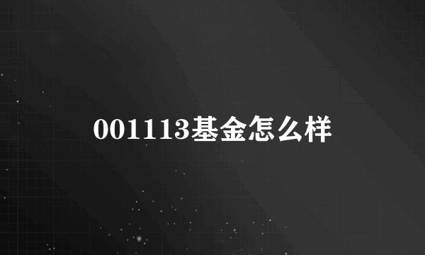 001113基金怎么样