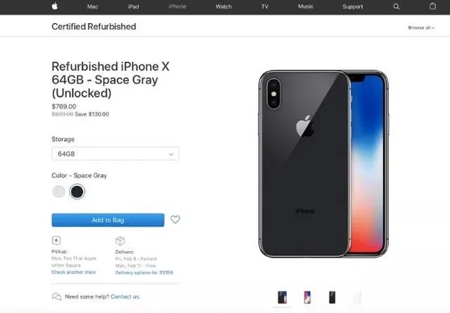 卷土重来：iPhone X悄然开卖仅769美元