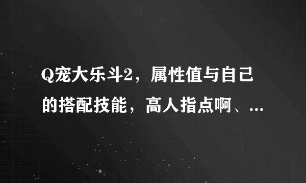 Q宠大乐斗2,属性值与自己的搭配技能,高人指点啊、、、、、