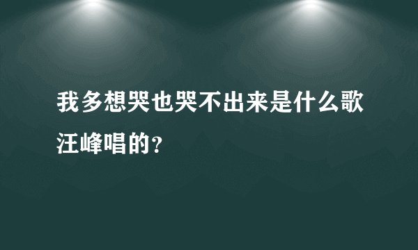 我多想哭也哭不出来是什么歌汪峰唱的？