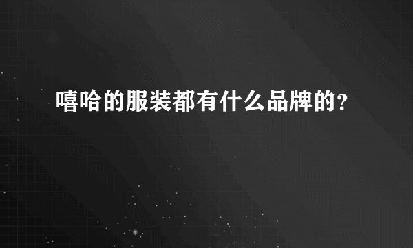 嘻哈的服装都有什么品牌的？