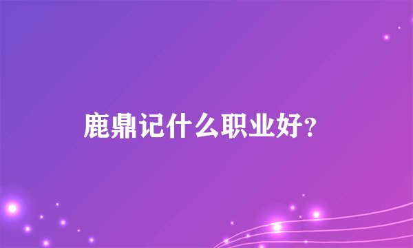鹿鼎记什么职业好？