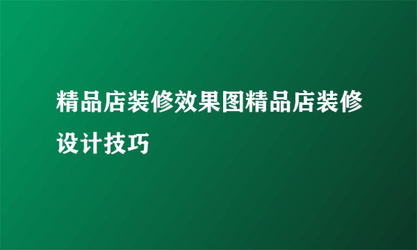 精品店装修效果图精品店装修设计技巧