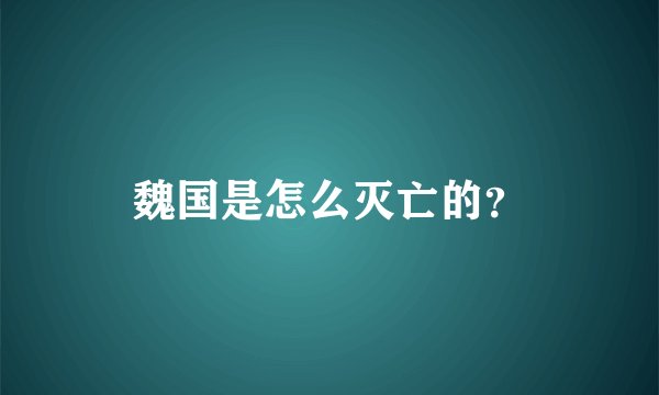 魏国是怎么灭亡的？