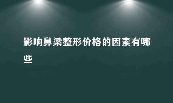 影响鼻梁整形价格的因素有哪些