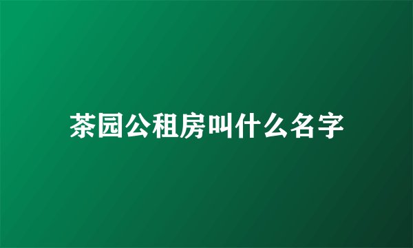 茶园公租房叫什么名字