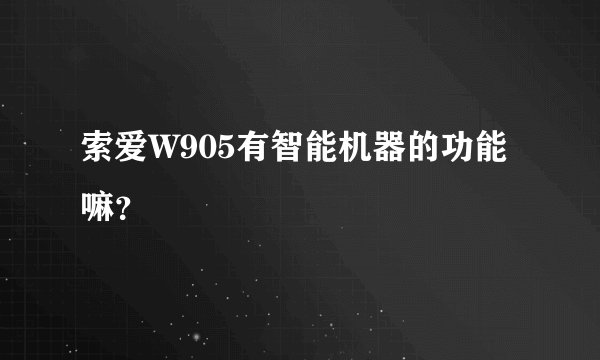 索爱W905有智能机器的功能嘛?