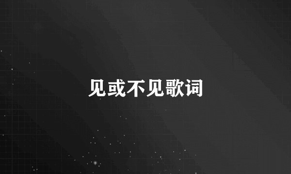 见或不见歌词