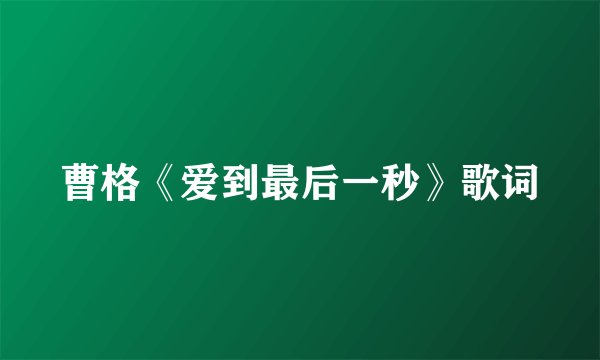曹格《爱到最后一秒》歌词