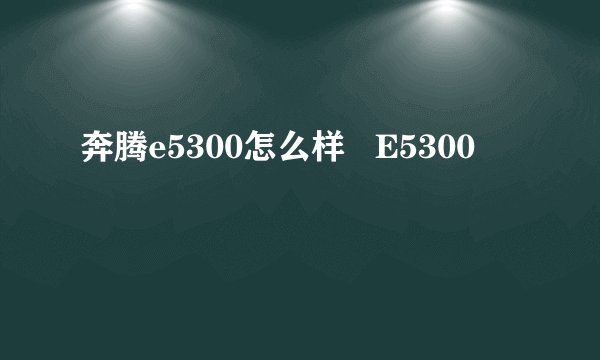 奔腾e5300怎么样   E5300