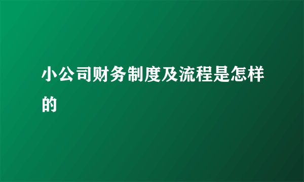 小公司财务制度及流程是怎样的