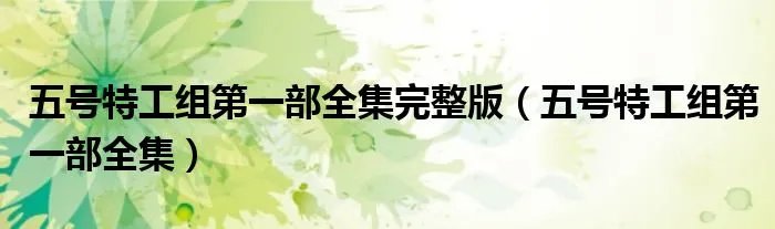 五号特工组第一部全集完整版（五号特工组第一部全集）
