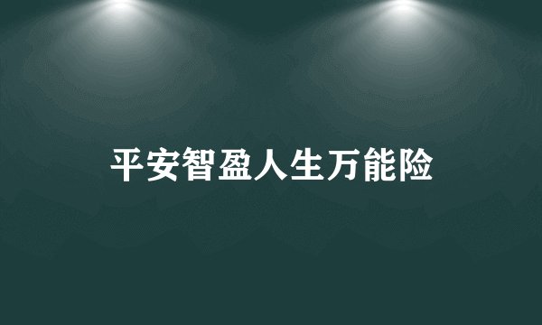 平安智盈人生万能险