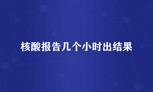 核酸报告几个小时出结果