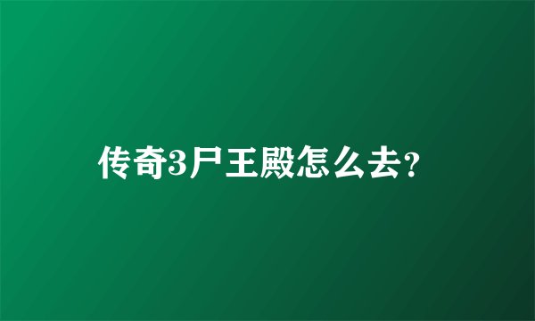传奇3尸王殿怎么去？