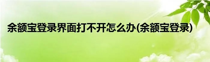 余额宝登录界面打不开怎么办(余额宝登录)
