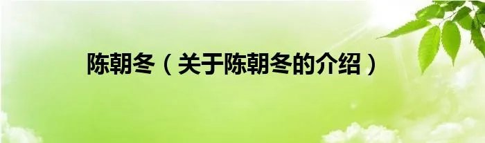 陈朝冬（关于陈朝冬的介绍）