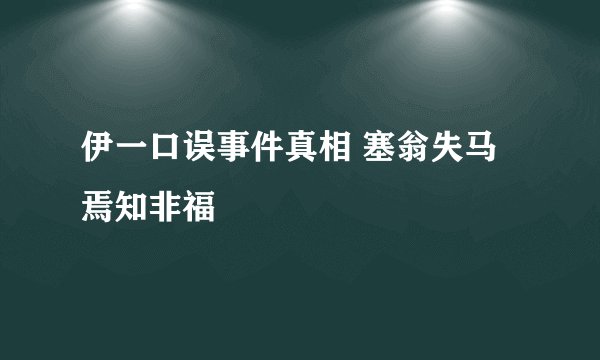 伊一口误事件真相 塞翁失马焉知非福