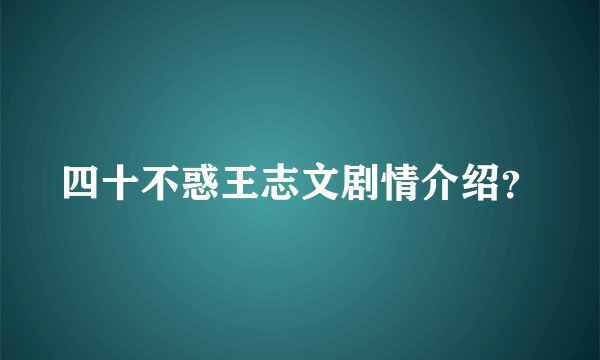 四十不惑王志文剧情介绍?