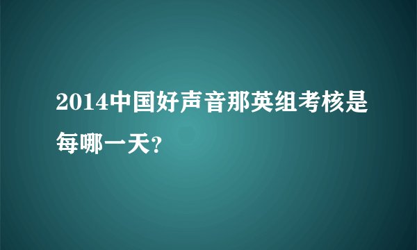 2014中国好声音那英组考核是每哪一天？
